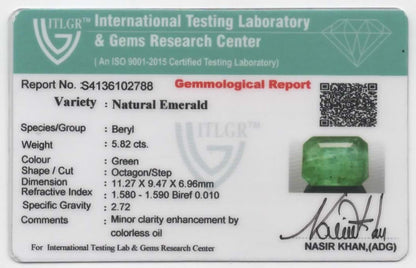 Natural Emerald Zambia Octagon 5.82 carat