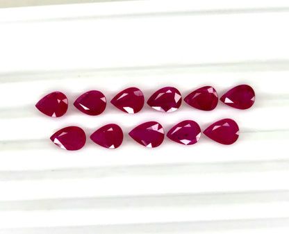 Natural Ruby Mozambique Pear 8x6 MM