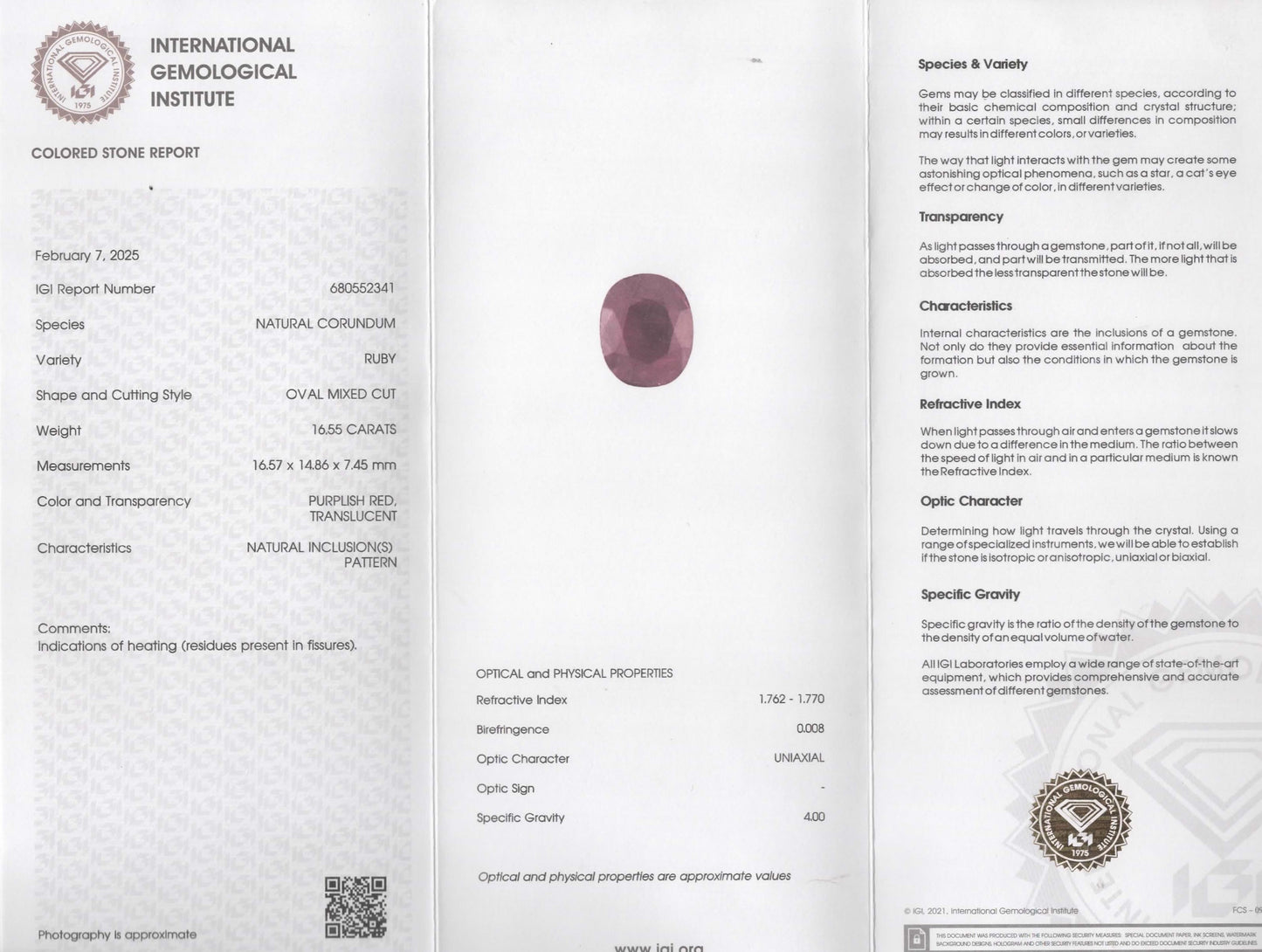 Natural Ruby Africa Oval 16.55 carat