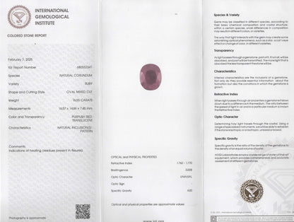 Natural Ruby Africa Oval 16.55 carat