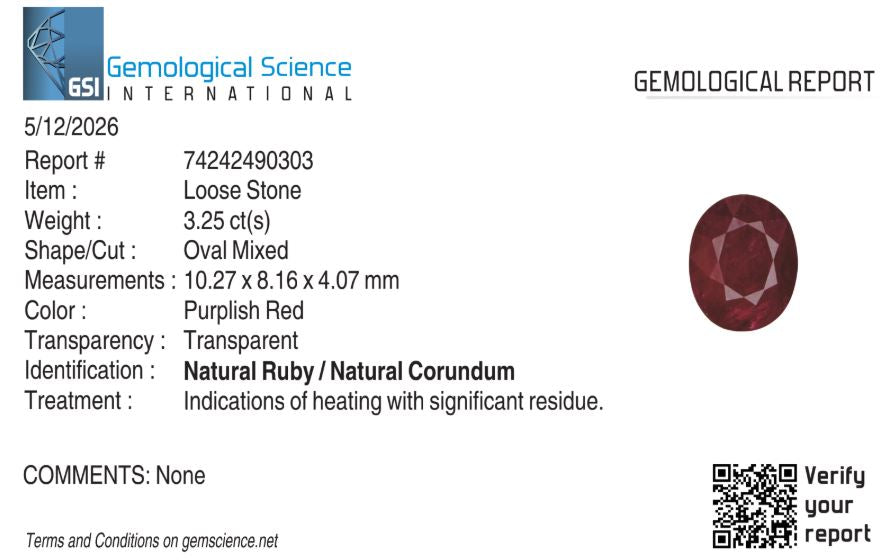 Natural Ruby Mozambique Oval 3.25 carat