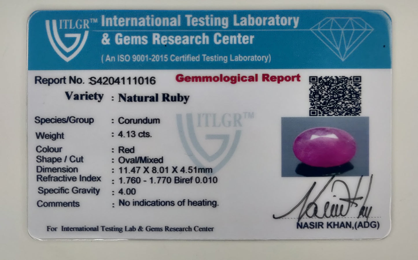 Natural Ruby Africa Oval 4.13 carat