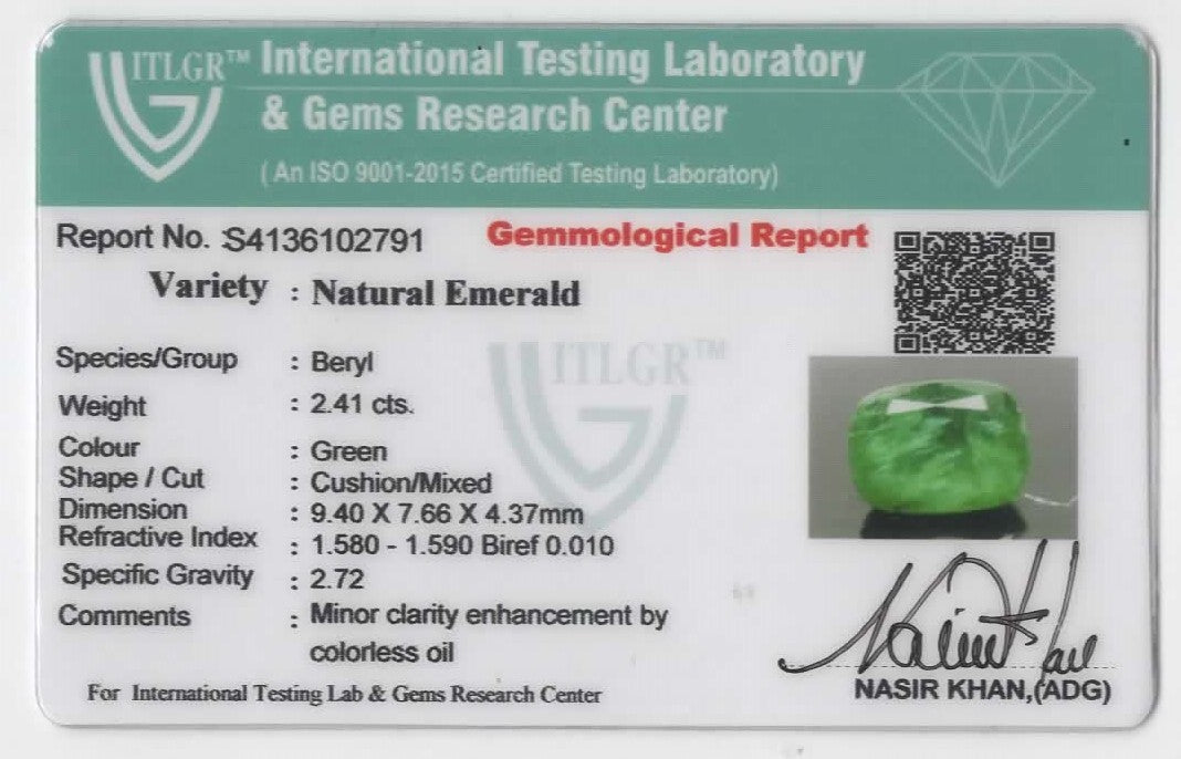 Natural Emerald Zambia Cushion 2.41 carat