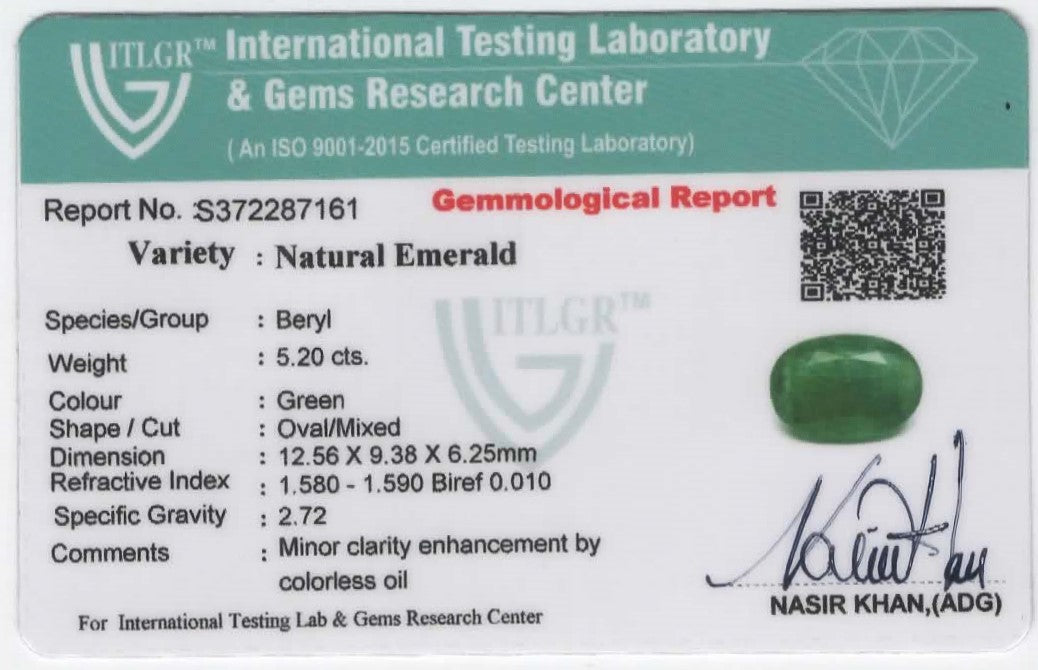 Natural Emerald Zambia Oval 5.20 carat