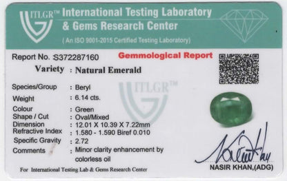 Natural Emerald Zambia Oval 6.14 carat