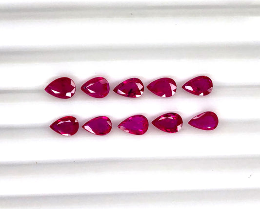 Natural Ruby Mozambique Pear 6x4 MM