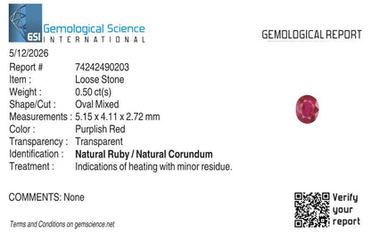 Natural Ruby Mozambique Oval 0.5 carat