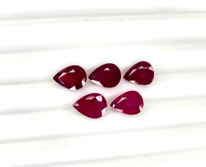 Natural Ruby Mozambique Pear 8x6 MM
