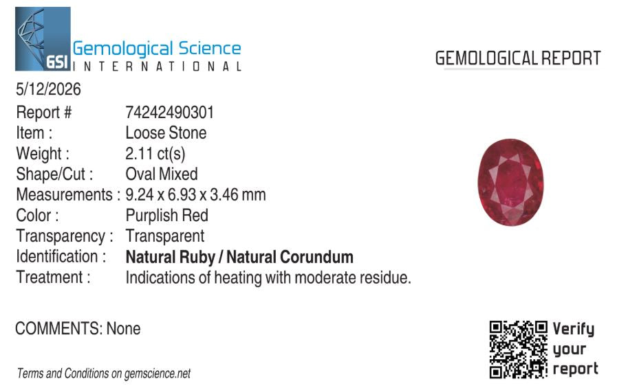 Natural Ruby Mozambique Oval 2.11 carat