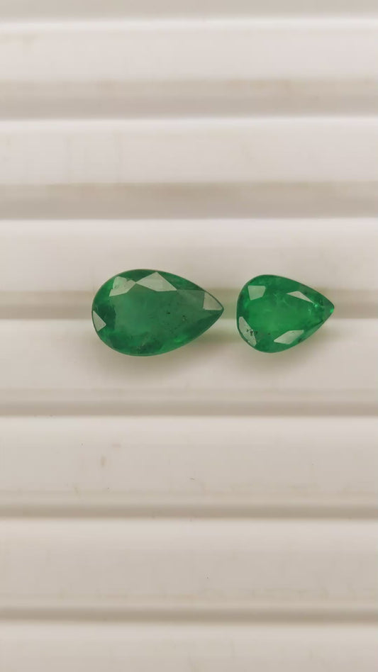 Natural Emerald Zambian Pear Shape 2 Pcs Loose Gemstones Best For Rings | 2.04cts
