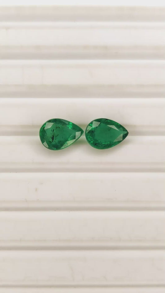 Natural Emerald Zambian Pear Shape 2 Pcs Loose Gemstones Best For Rings | 1.95cts