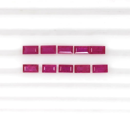 Natural Ruby Mozambique Baguette 5X2.5 MM